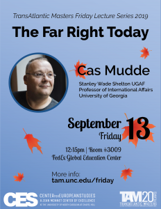 Cas Mudde The Far Right Today lecture flyer with details available in PDF format on event page.