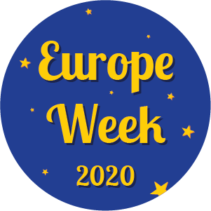 Circular graphic with stars and words Europe Week 2020.