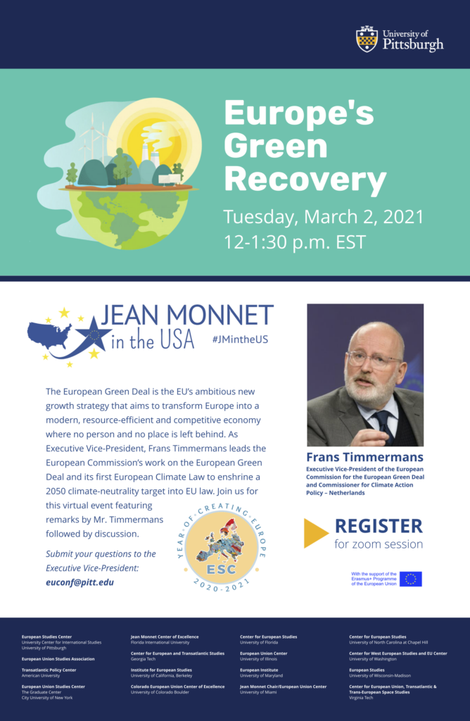 Publicity poster for March 2 2021 talk with Frans Timmermans.
