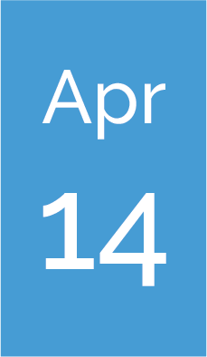 Rectangle with text saying Apr 14.