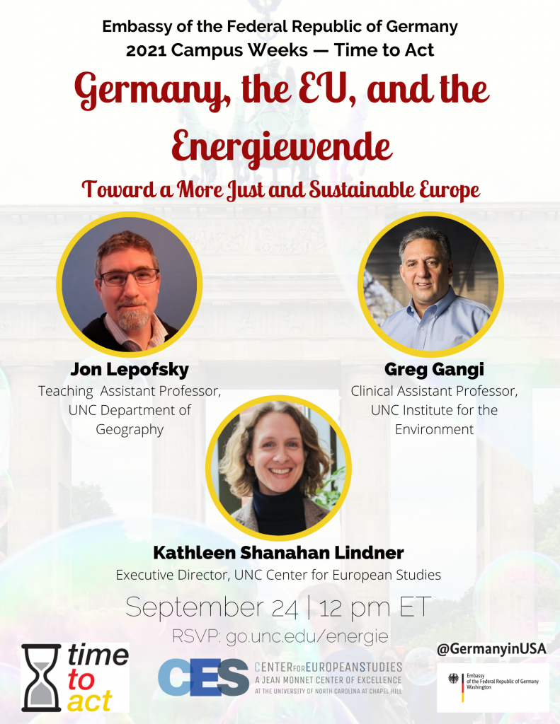 Poster for event "Germany, the EU, and the Energiewende"