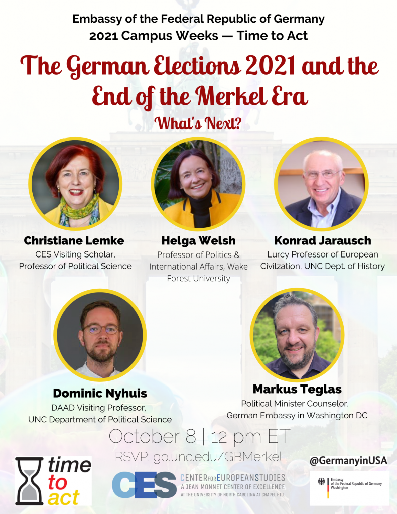 Poster for event "The German Elections 2021 and the End of the Merkel Era"